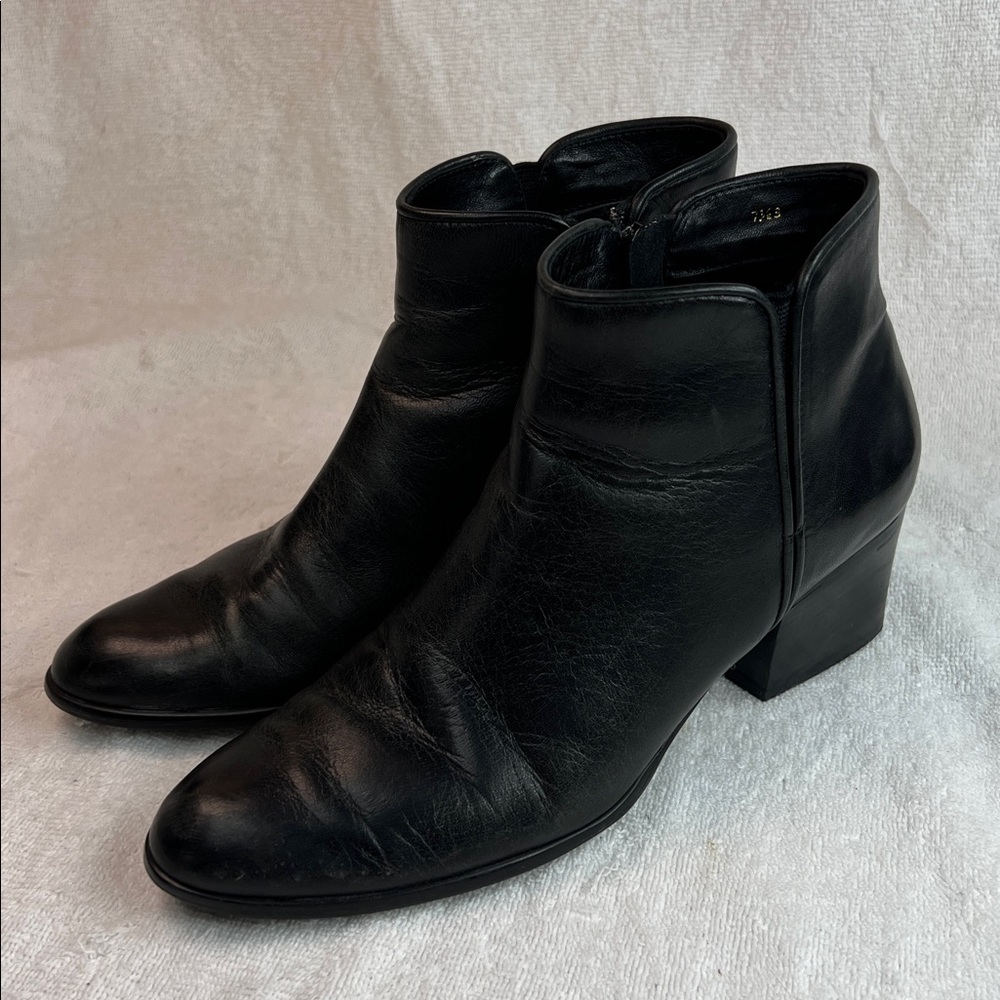 Black Leather Ankle Boots - Picture 3 of 5